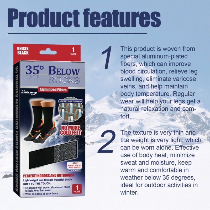 35° Aluminized Fiber Heating Socks - Natural Daily Foot Warmth - Image 4