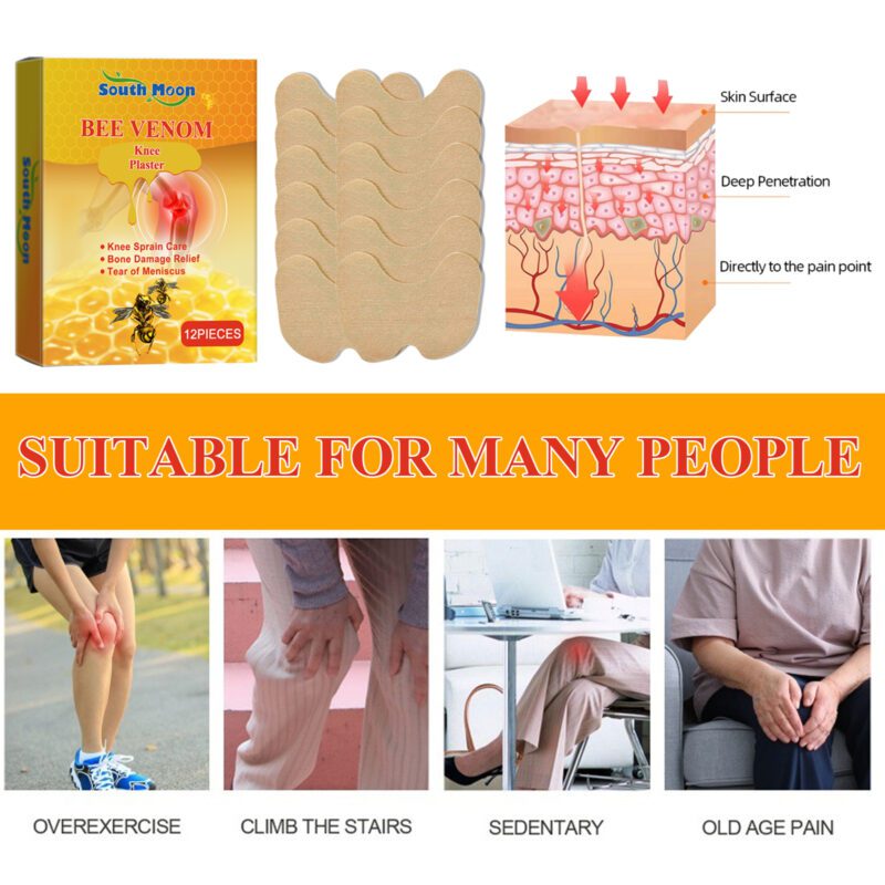 Knee Care Patch with Bee Venom & Herbal Oils - Breathable Support for Daily Comfort - Image 4